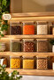 5-3 Bamboo Vacuum Lid Square Borosilicate Glass 9-Piece Jar Set Storage Container 750ml 7.5X15Cm