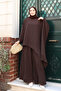 Women's Linda Fabric Asymmetrical Tunic Wide Leg Pants Oversize Hijab Suit 1231 Bitter Brown - 5
