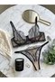 Plus Size Black Embroidered Bra Panty Set Underwear Set C Kap C Cup - 2