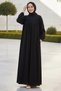 Belted Black Hijab Dress 23841S