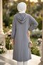 Hooded Zippered Gray Strawberry Fabric Hijab Cap 15493Gr - 2