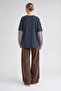 Plaid Shirt Sleeve Sweatshirt Indigo - 5