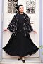 Patterned Black Hijab Double Kimono Set 12892S