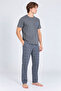 Leeds Wrist 100% Cotton Men's Short Sleeve Plaid Gray Pajama Set - 3