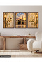 Allah Muhammed Written Kaaba 3 Piece Wooden Framed Painting Act - 4