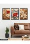 Red White Flower 3 Piece Wooden Framed Painting Act - 3