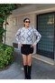 Silvery Geometric Patterned Women's Cardigan - 5