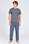 Leeds Wrist 100% Cotton Men's Short Sleeve Plaid Gray Pajama Set - 2