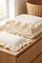 Baby Blanket and Baby Pillowcase & 100% Cotton Muslin / Cream Color / 4 Layers of Ruffles (100X100) - 4