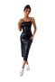 Vs-1023 Butterfly Brown Thin Straps Gathered Slit Midi Dress - 4