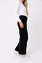 Women's Wide Leg Pocketed Velvet Oversized Fit Pants Black - 4