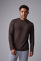 Men's Crew Neck Long Sleeve Regular Fit Basic T-Shirt Brown - 3