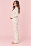 Women's Ecru Mini Floral Patterned Buttoned Long Sleeve Pajama Set - 2