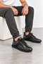 Aether Men's Crocodile Printed Genuine Leather Sports Shoes - Black - 3