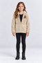 Girl's Hooded Plush Coat with Zipper Pocket, Teddy Bear Embroidery, Warm Jacket Ak4129