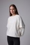 Women's Crew Neck Sleeve Detailed Oversized Fit Basic Sweatshirt Ecru - 3