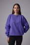 Women's Crew Neck Sleeve Detailed Oversized Fit Basic Sweatshirt Purple - 4