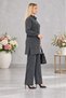 - Women's Plus Size Slit Tunic and Wide Leg Pants Set C8013-Black - 4