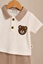 Baby boy teddy bear embroidered polo collar openwork 2-piece summer baby set top and bottom 3-18 months - 3