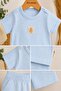 Unisex 2-piece baby set with openwork short sleeves and shorts, bottom and top 0-3-6-9-12 months 100% cotton - 3