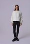 Women's Crew Neck Sleeve Detailed Oversized Fit Basic Sweatshirt Ecru - 4
