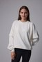 Women's Crew Neck Sleeve Detailed Oversized Fit Basic Sweatshirt Ecru