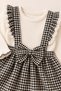 Baby Girl Houndstooth Pattern Salopet Look Long Sleeve Ruffle Bow One-Piece Dress 9-12-18-2 - 4