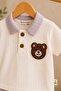 Baby boy teddy bear embroidered polo collar openwork 2-piece summer baby set top and bottom 3-18 months - 3