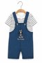 Baby Boy Striped T-Shirt + Rabbit Embroidered Jeans Salopet 2-Piece Summer Set with Shorts Overalls 3-6-9-12-18 Months - 4