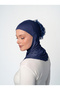Large Hijab Bonnet with Button - Laced Neck Collar Bonnet - Navy Blue - (St124), (Id 7812403)