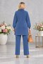 Women's Plus Size Slit Tunic and Wide Leg Pants Set C8013-Blue - 8