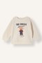 Oversized Crew Neck Teddy Bear Printed Thick Sweatshirt with Soft Fleece Interior for Baby Boys I3309A526WN - 5