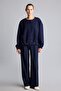 Crew Neck Lace-Up Waist Relaxed Fit Cardigan I2728Ax26Au - 2