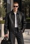 Men's Relaxed Fur-Lined Leather Jacket