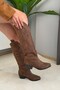 Women's Jasire Brown Suede Embroidered Western Cowboy Boots