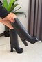 Women's Herney Black 12 cm Platform Heeled Snap-On Boots - 3