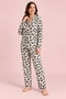 Plus Size Suede Women's Pajama Set Ecru Black Heart Patterned - 2