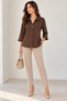 Women's Black Buckle Crepe Blouse - 2