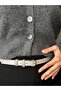 Fact Striped Ring Patterned Suede Women's Silver Buckle Belt Jacket Belt Dress Belt Trouser Belt