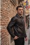 Men's Zippered Black Leather Jacket - 3