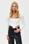 Tactel Blouse with Shirred Shoulders and Lace-up Back Corsage - 3