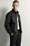 Men's Slim Fit Leather Jacket with Pocket Detail and Fur Lining - 2