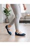 Girl's Navy Blue Glass Broken Shiny Orthopedic Ballerina Shoes - 2
