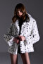 Premium Leopard Pattern Baby Collar Faux Fur Women's Coat