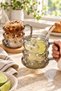 6-Piece Smoked Handle Grape Grain Bead Shaped Glass Cup 350ml Heat Resistant Coffee Presentation Cup - 3