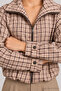 Plaid Patterned Bomber Jacket Laz0021 Beige Brown - 6