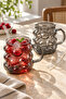 2-Piece Smoked Handle Grape Seed Bead Shaped Glass Cup 350ml Heat Resistant Coffee Presentation Cup - 3