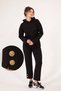 Akana Women's Gold Button Detailed Shirred 3 Thread Tracksuit Set – Two Piece Bottom Top Set