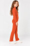Girl's Corded Orange Turtleneck Blouse and Leggings Set - 2