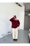 Furry Knitwear Sweater — Burgundy - 2
